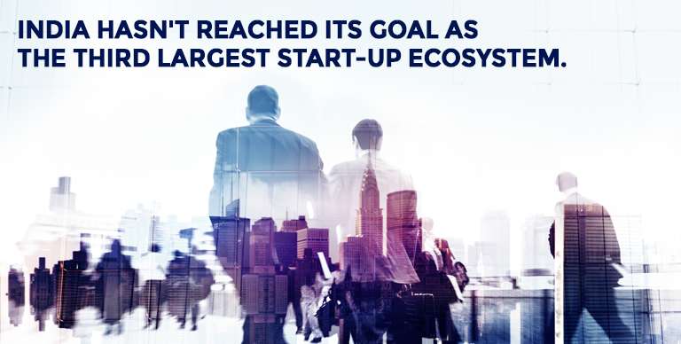 INDIA HASN’T REACHED ITS GOAL AS THE THIRD LARGEST START-UP ECOSYSTEM.